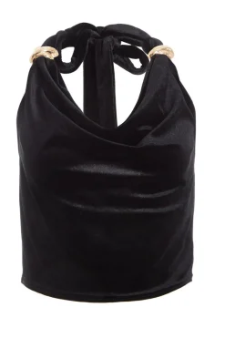 Quiz Black Velvet Halter Crop Top Best