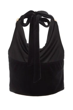Quiz Black Velvet Halter Crop Top Best