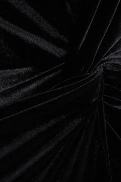 Quiz Black Velvet Twist Front Maxi Dress New