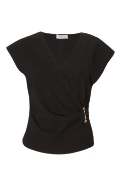 Quiz Black V-Neck Wrap Top New