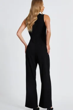 Quiz Waistcoat Jumpsuit Black Best