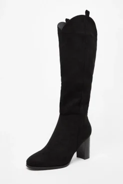 Quiz Western Knee High Boots Black
