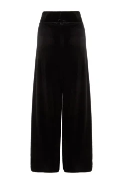 Quiz Black Wide Leg Velvet Trouser Sale