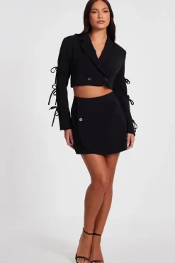 Quiz Black Wrap Mini Skirt Outlet