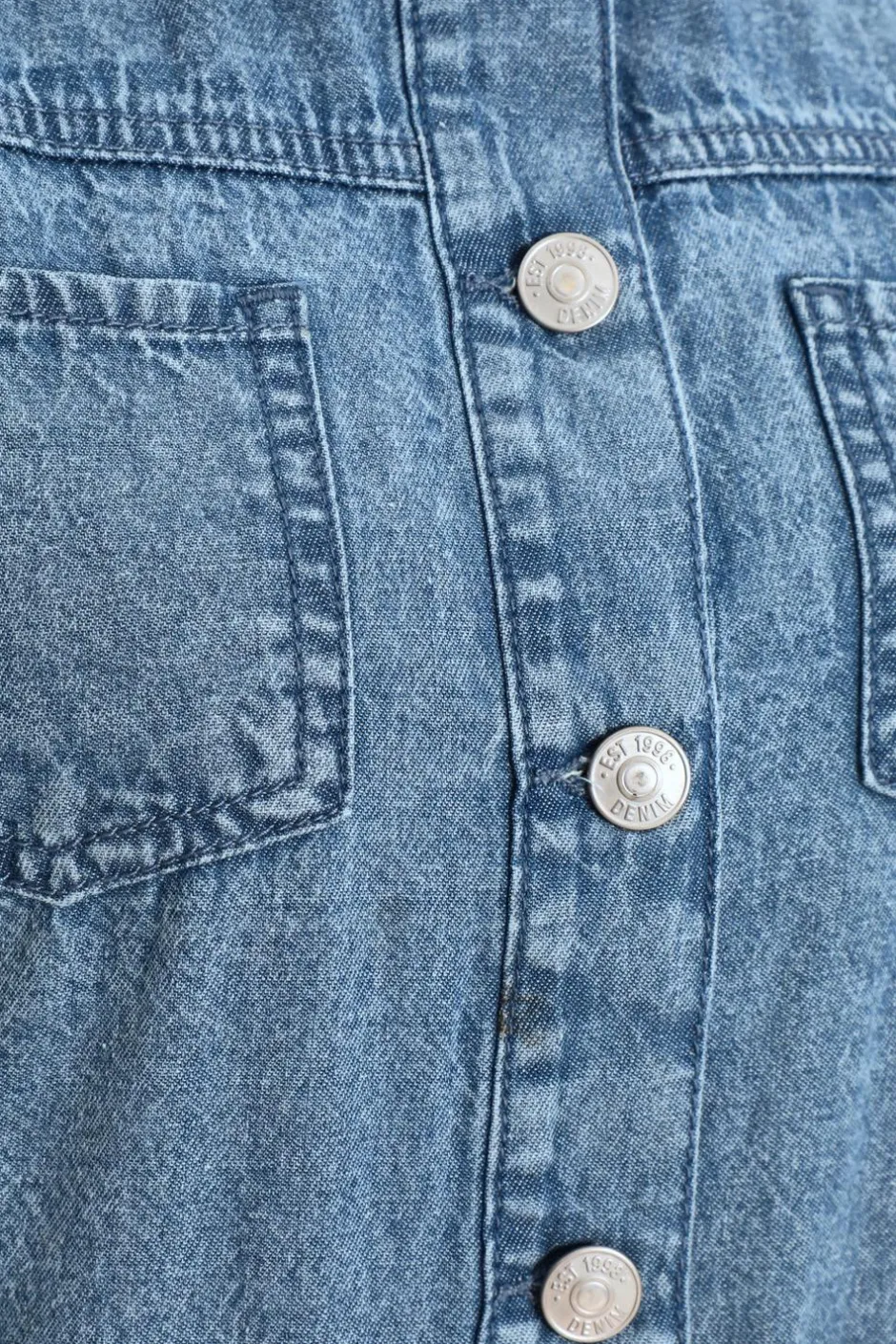 Quiz Blue Acid Wash Denim Playsuit Online