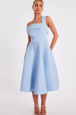 Quiz Asymmetric Midi Dress Blue Hot
