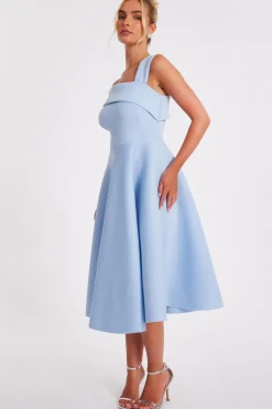 Quiz Asymmetric Midi Dress Blue Hot