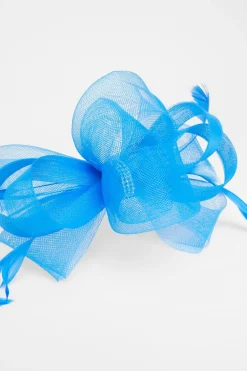 Quiz Bow Diamante Headband Fascinator Blue Hot