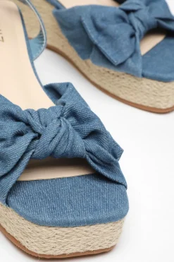 Quiz Blue Bow Front Wedges Discount