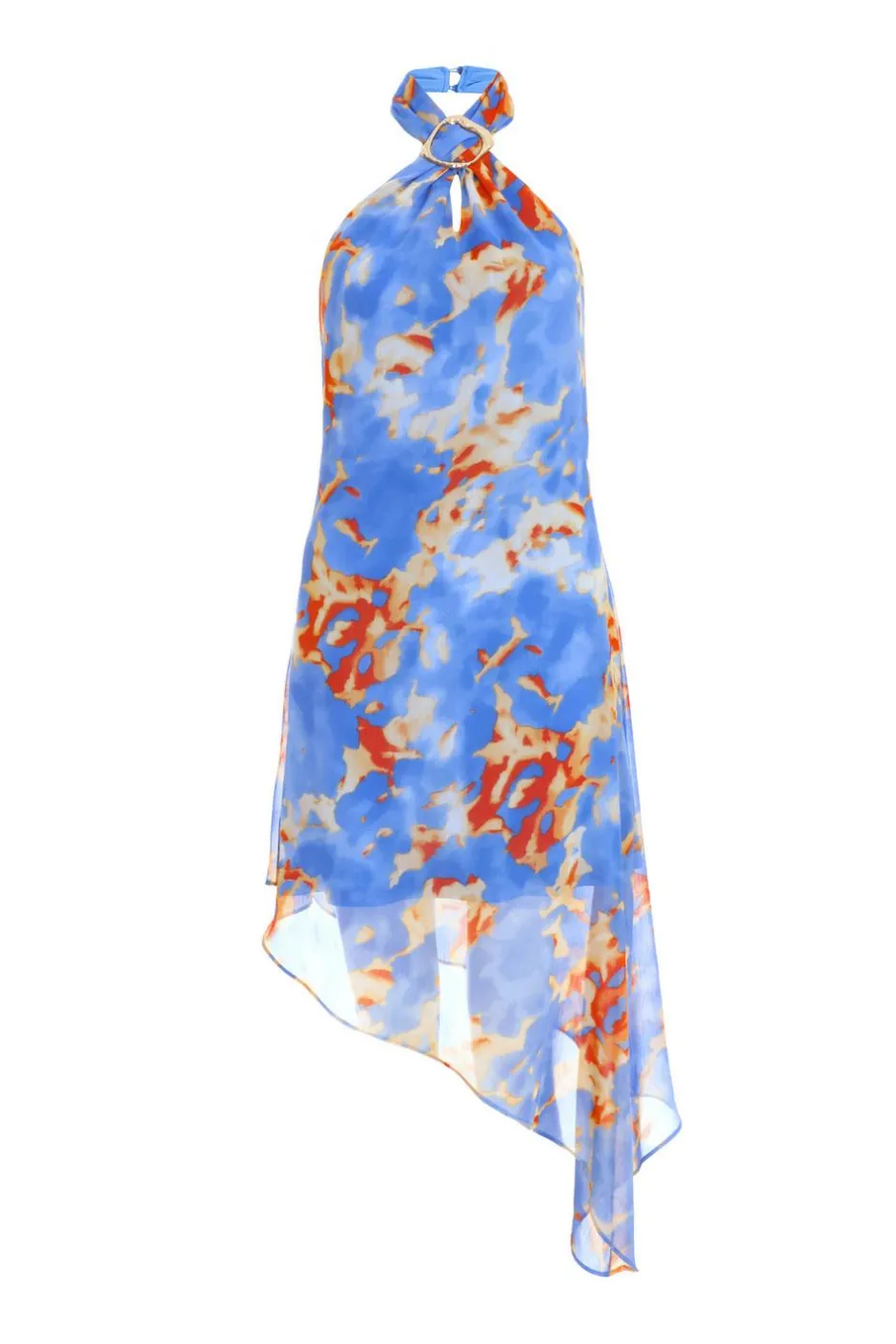 Quiz Blue Chiffon Printed Mini Dress Sale