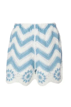 Quiz Crochet Scalloped Shorts Blue Best