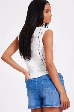 Quiz Denim Button Front Skort Blue Online