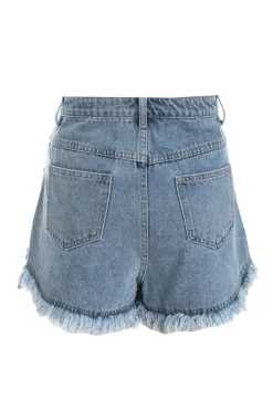 Quiz Blue Denim Embellished Shorts Sale