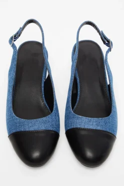 Quiz Blue Denim Faux Suede Sling Back Pumps Clearance