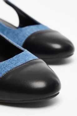 Quiz Blue Denim Faux Suede Sling Back Pumps Clearance