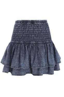 Quiz Blue Denim Frill Mini Skirt Online