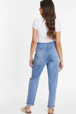 Quiz Blue Denim High Waisted Tapered Jeans