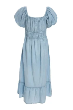 Quiz Blue Denim Puff Sleeve Midi Dress