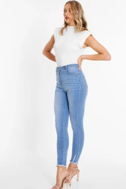 Quiz Blue Denim  Ripped Jeans