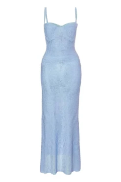 Quiz Blue Diamante Maxi Dress Online