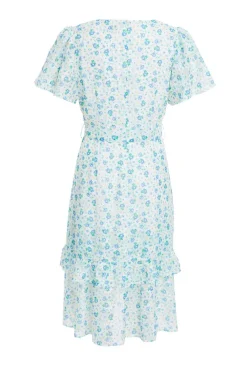 Quiz Blue Ditsy Print Chiffon Wrap Midi Dress Clearance