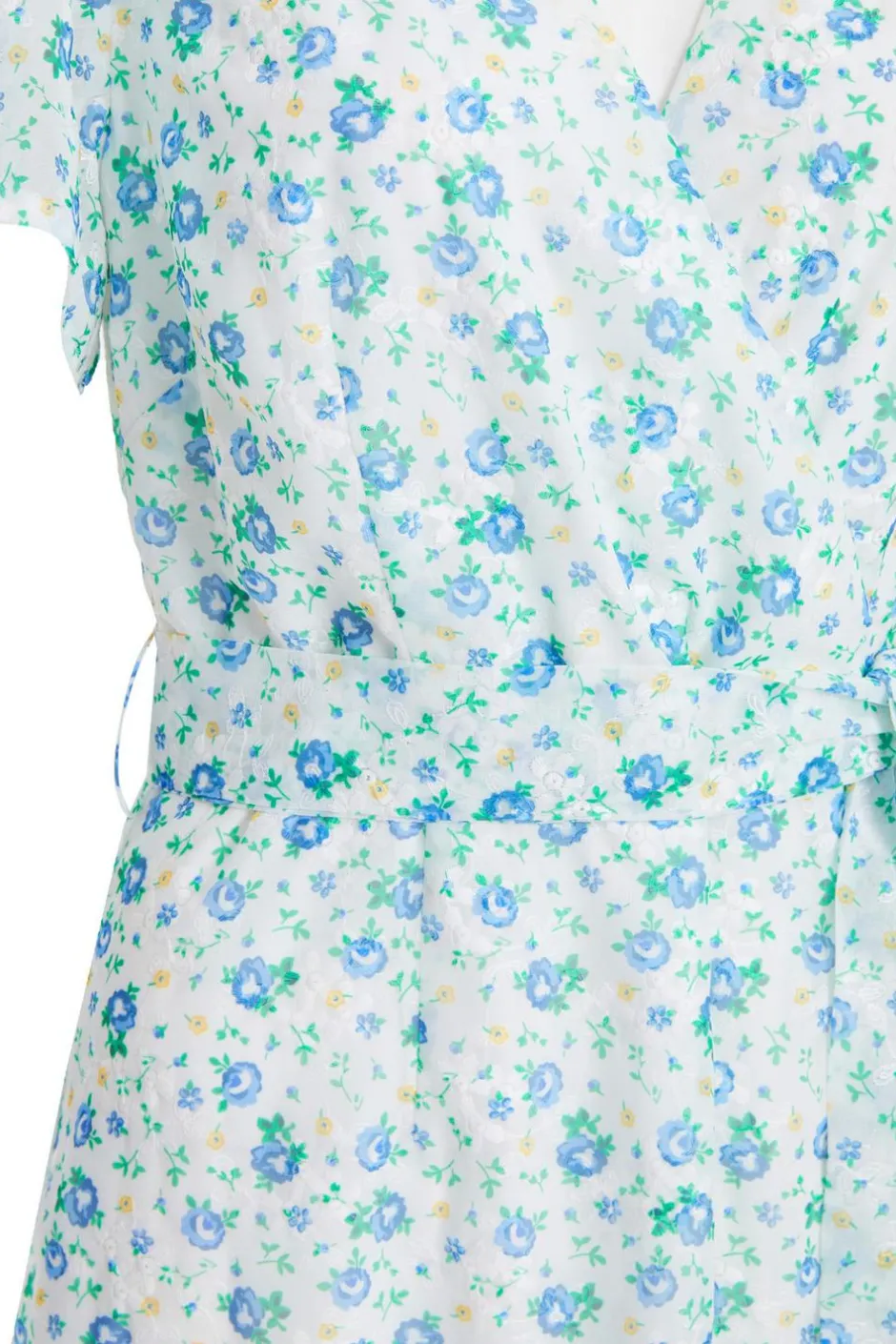 Quiz Blue Ditsy Print Chiffon Wrap Midi Dress Clearance