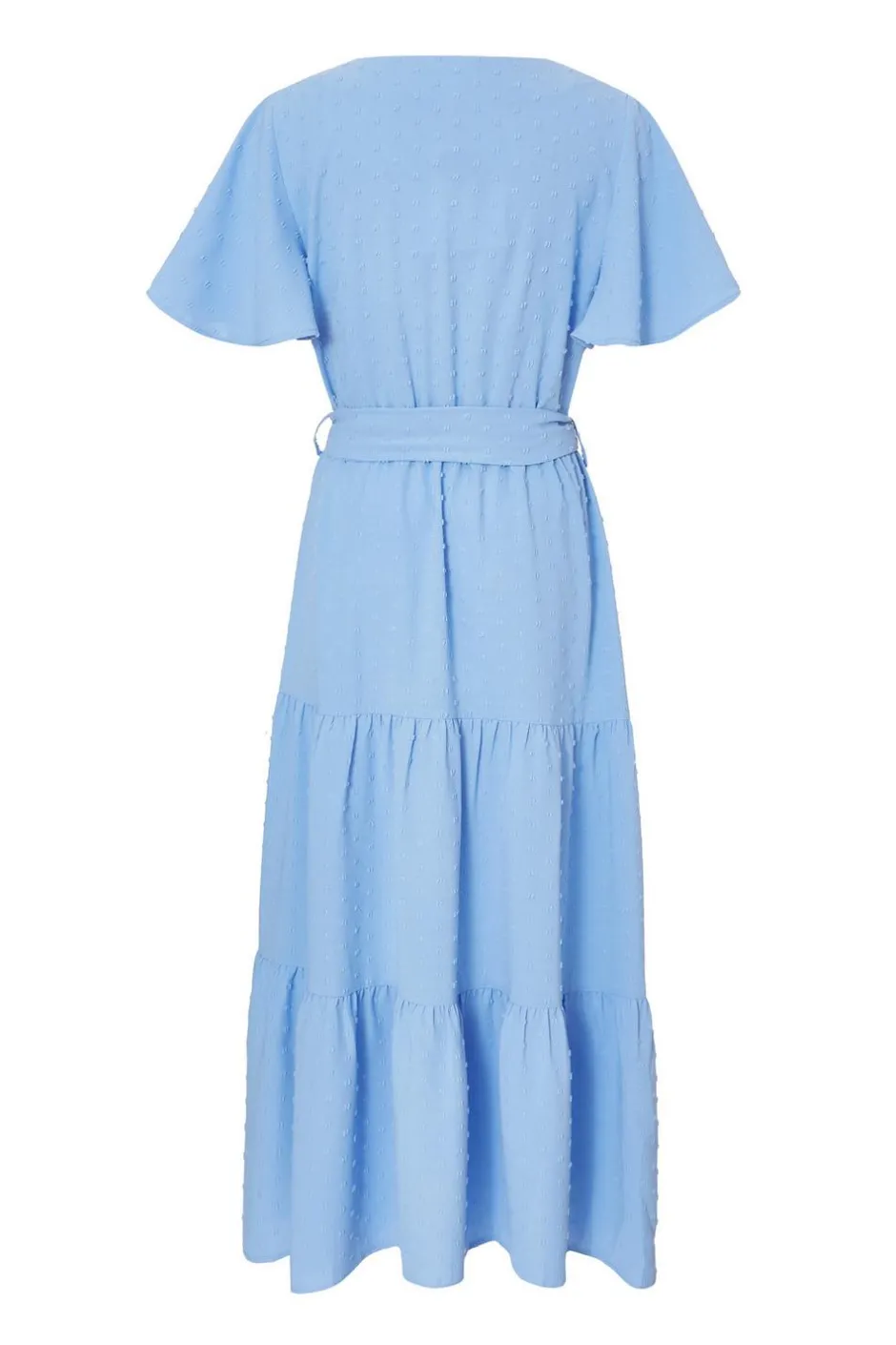 Quiz Dobby Tie Waist Midi Dress Blue Hot