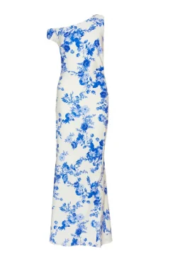Quiz Blue Floral Drop Sleeve Maxi Dress Outlet