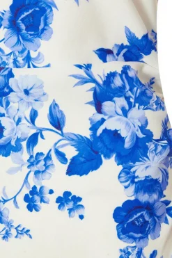 Quiz Blue Floral Drop Sleeve Maxi Dress Outlet