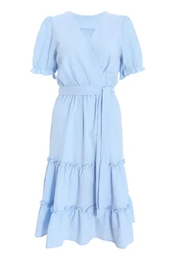 Quiz Blue Frill Midi Dress New
