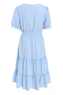 Quiz Blue Frill Midi Dress New