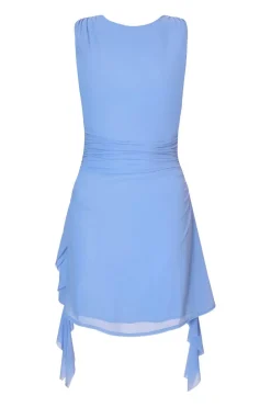Quiz Frill Mini Dress Blue Discount