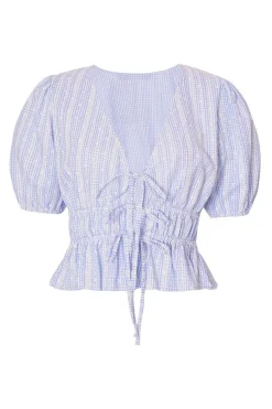 Quiz Blue Gingham Crop Top Sale