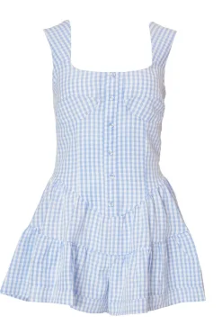 Quiz Blue Gingham Playsuit Outlet
