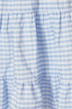 Quiz Blue Gingham Puff Sleeve Dress Clearance