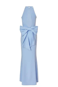 Quiz Halter Neck Fishtail Maxi Dress Blue Online