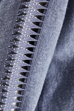 Quiz Light Knit Diamante Sleeve Jumper Blue Best