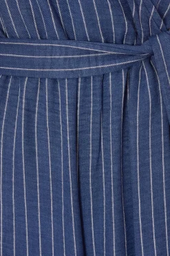 Quiz Linen Striped Jumpsuit Blue New