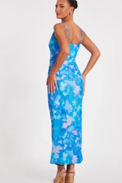 Quiz Blue Marble Print Midaxi Dress Sale