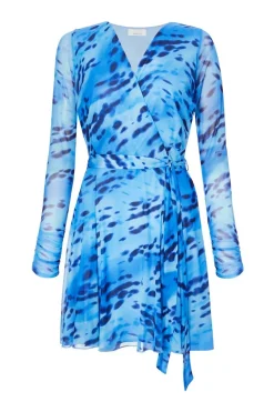 Quiz Blue Mesh Animal Print Skater Dress Hot