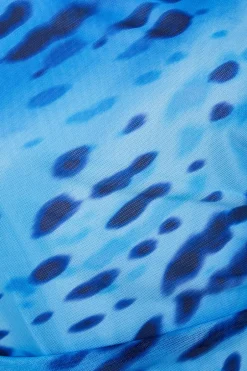 Quiz Blue Mesh Animal Print Top Online