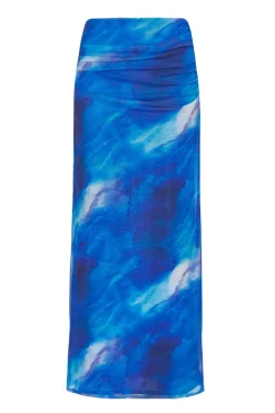 Quiz Blue Mesh Marble Midaxi Skirt Hot
