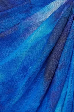 Quiz Blue Mesh Marble Midi Dress Hot