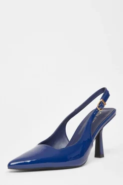 Quiz Patent Sling Back Court Heels Blue Sale