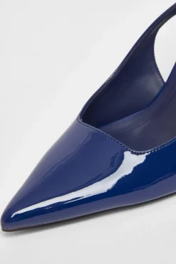 Quiz Patent Sling Back Court Heels Blue Sale