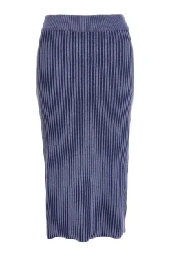 Quiz Blue Ribbed Midi Skirt Sale