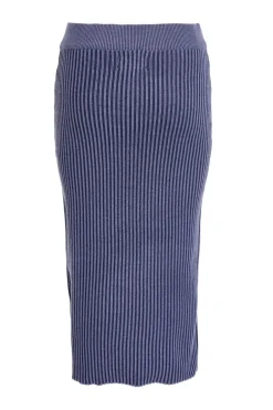 Quiz Blue Ribbed Midi Skirt Sale