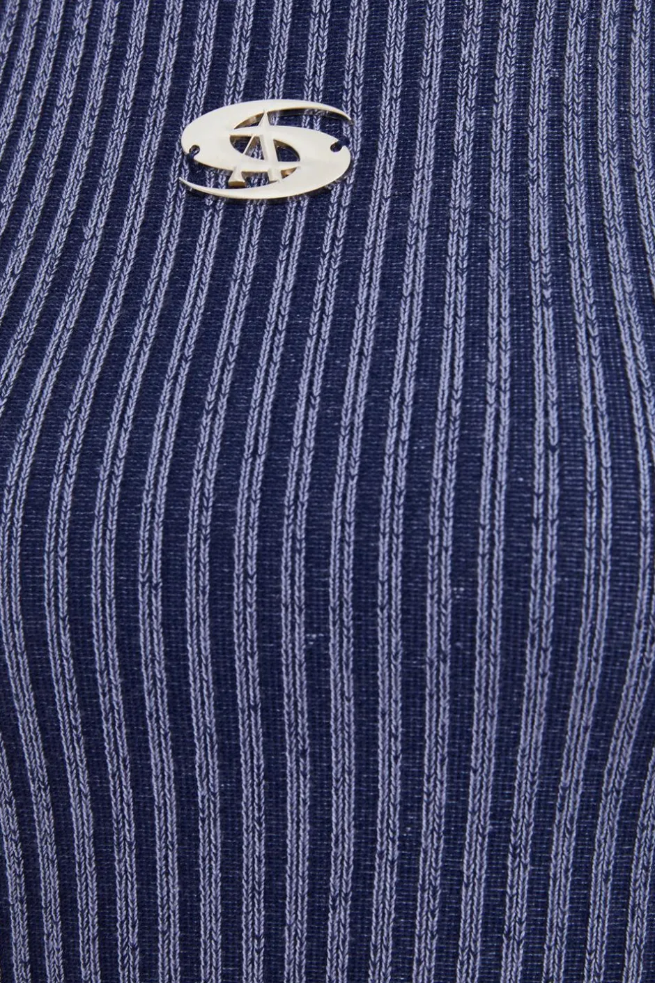 Quiz Ribbed Racer Top Blue