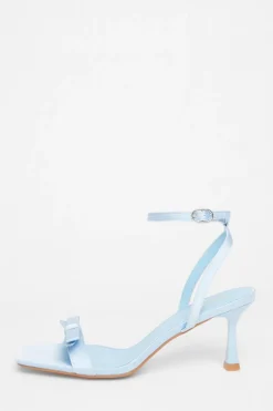Quiz Satin Bow Heels Blue New