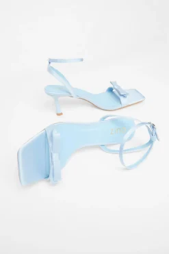 Quiz Satin Bow Heels Blue New